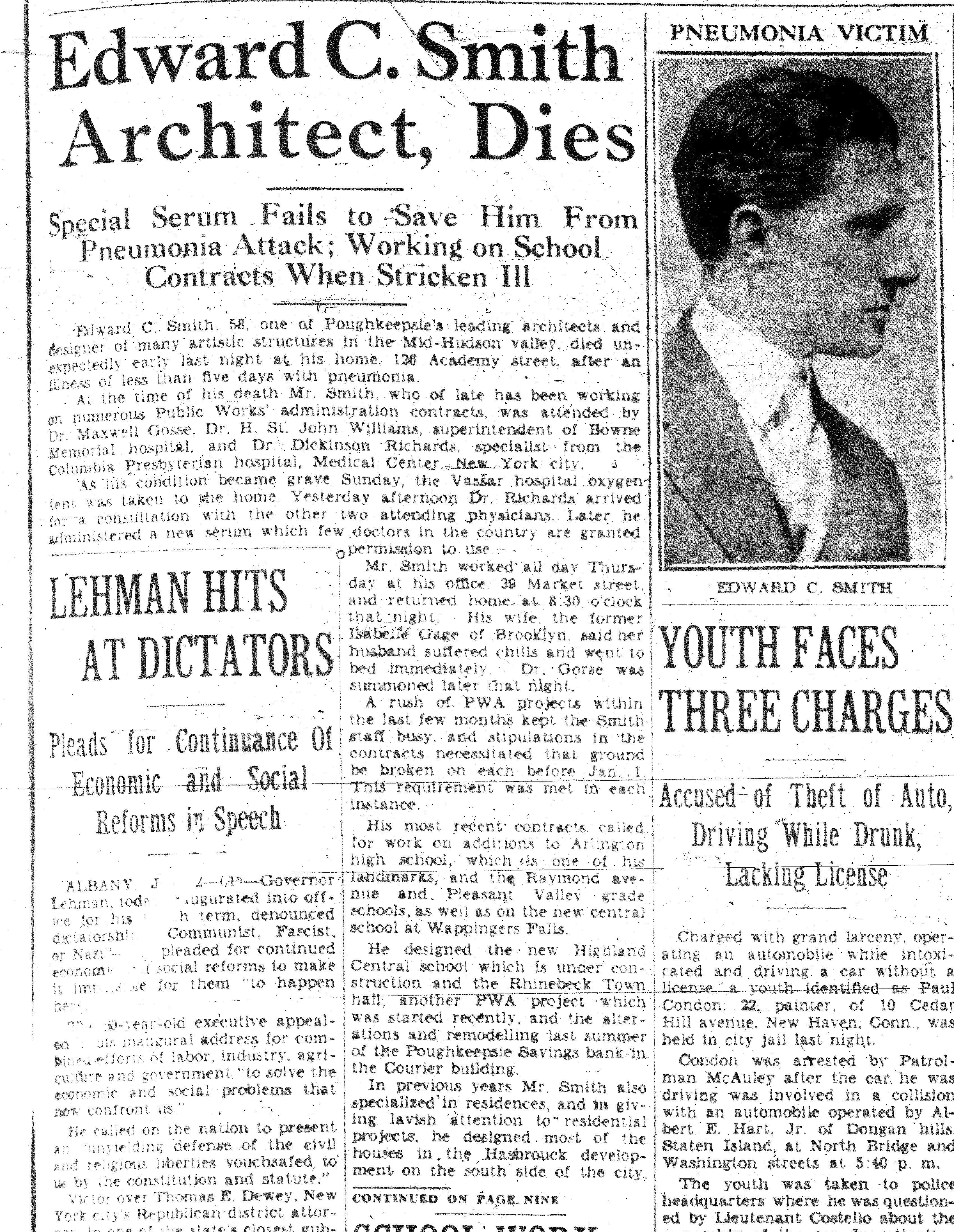 Article about death of Edward C Smith