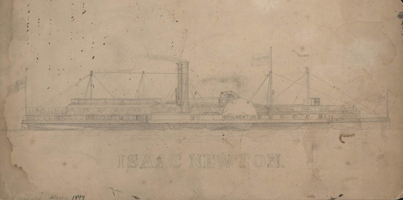 01 - A drawing of the steamboat Isaac Newton by Henry R. Howard, 1847 - R10LD20 - Local History Collections