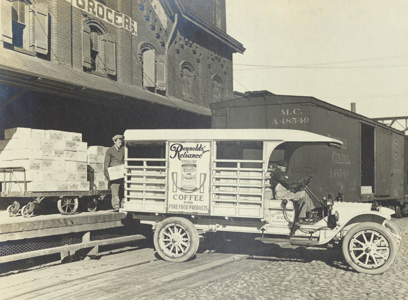 05 - Photo of workers and the Reynolds Reliance delivery truck in front of the warehouse - LH Collections