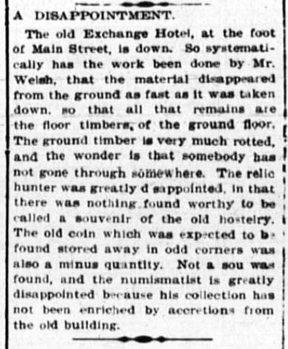 1899Exchangehotel - Article from 18 Jul 1899 about the demolition of the Exchange Hotel.