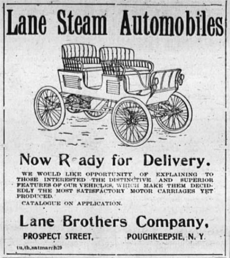 03 - Advertisement from the Poughkeepsie Eagle News in 1901 for the new Lane Steam Car