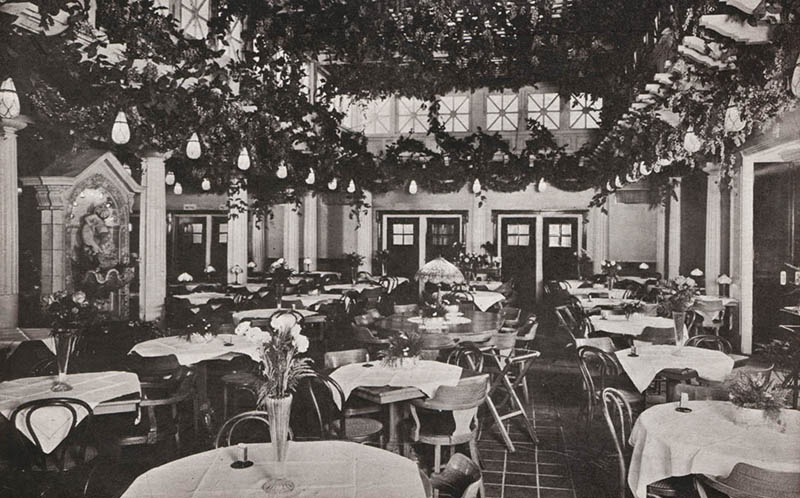 04 - Postcard of the dining room inside the Morgan House known as The Pompeiian Room - LH Collections