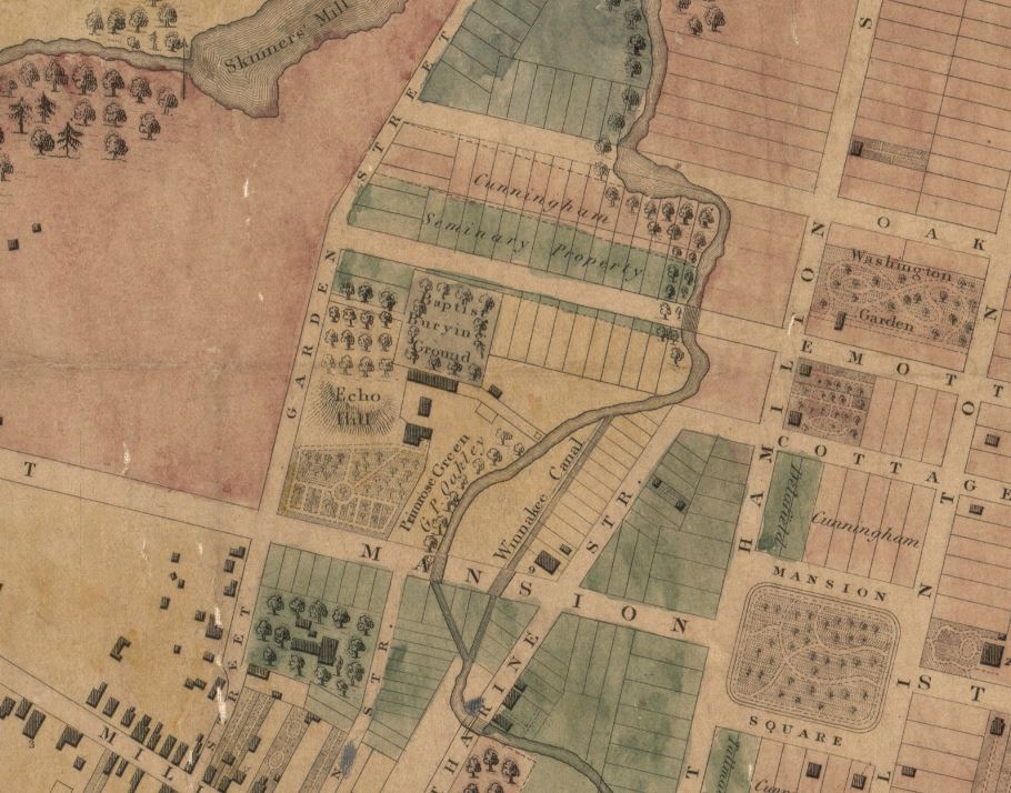 01 - Image of the 1834 map of Poughkeepsie showing the Baptist burial ground.