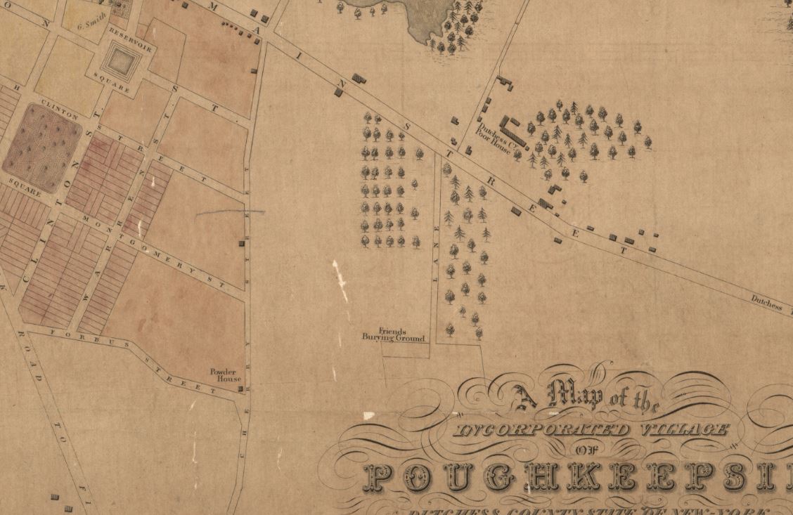 02 - Image of the 1834 map of Poughkeepsie showing the Friends burial ground.