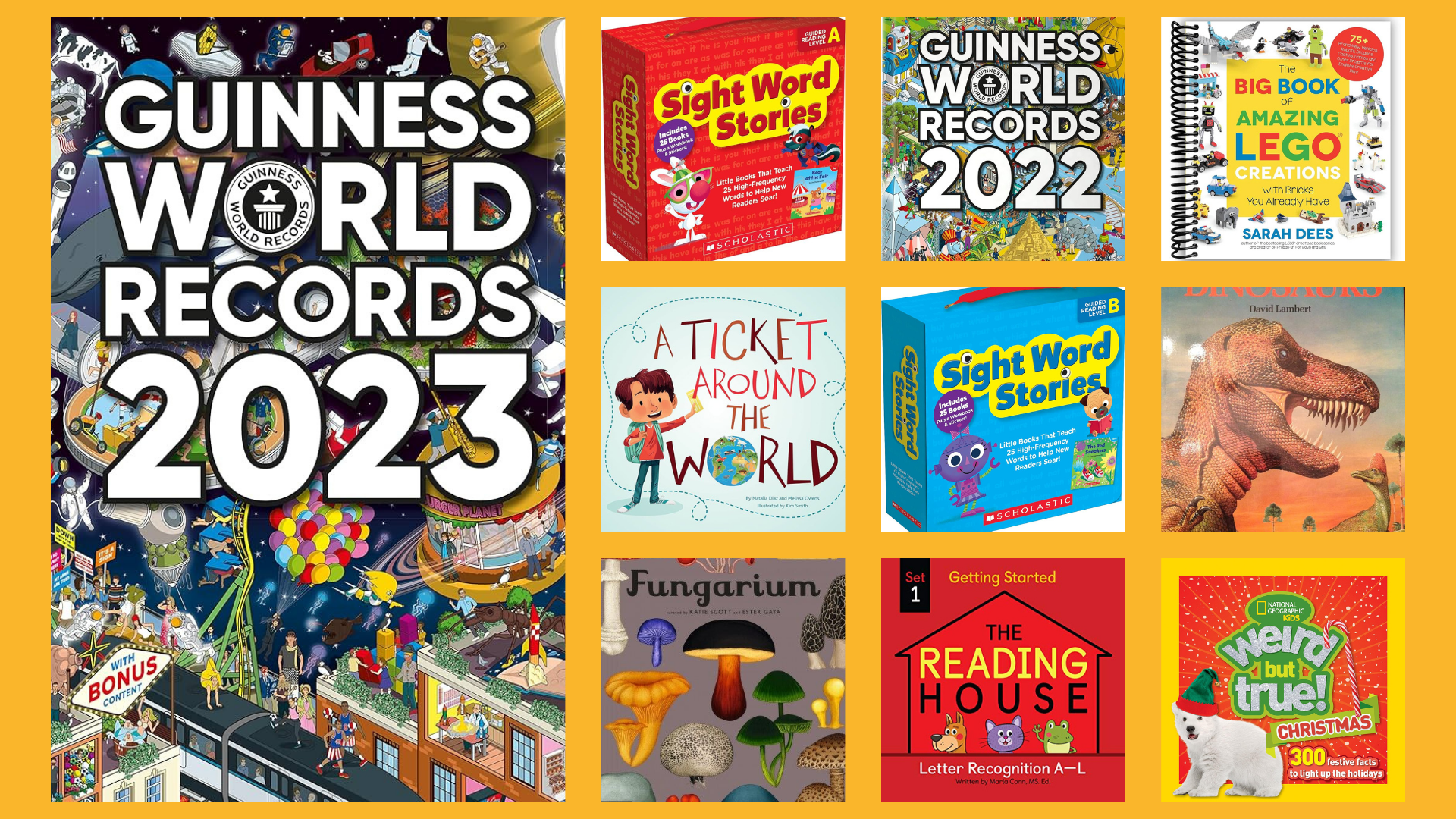 Composite of the top ten most borrowed children's nonfiction books of 2023