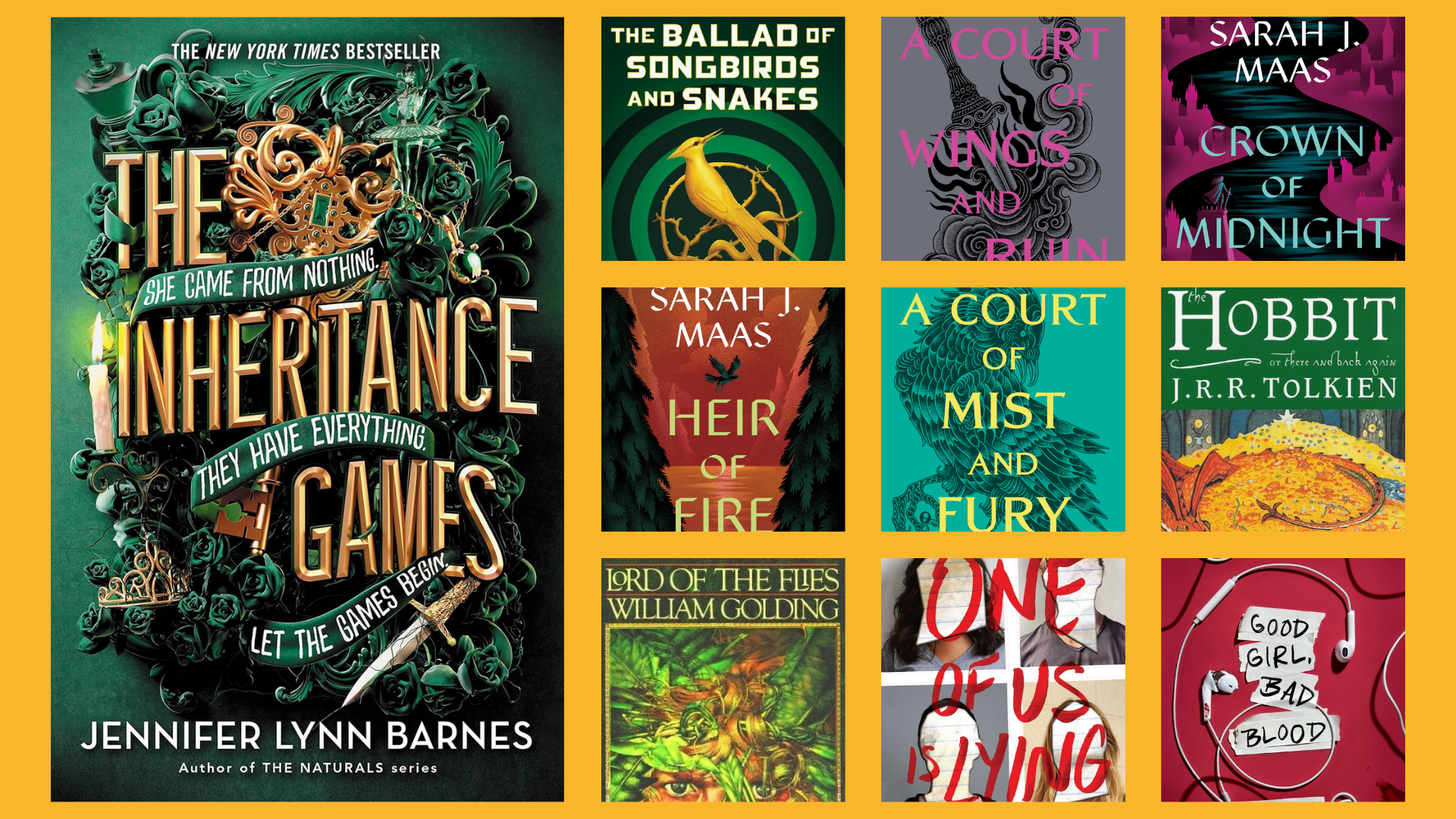 Composite of the top ten most read Young Adult fiction books