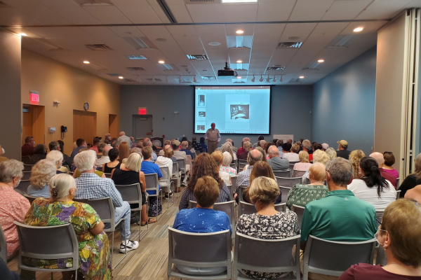 Author talking to a crowd at Boardman Road Branch Library Author talking to a crowd at Boardman Road Branch Library
