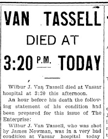 Van Tassell Died Poughkeepsie Evening Enterprise