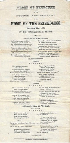 Home of the Friendless 4th Anniversary - 1861; Printed by Poughkeepsie Telegraph Steam Press