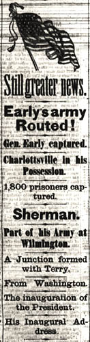 News clipping from the Poughkeepsie Eagle News about Sherman during the Civil War