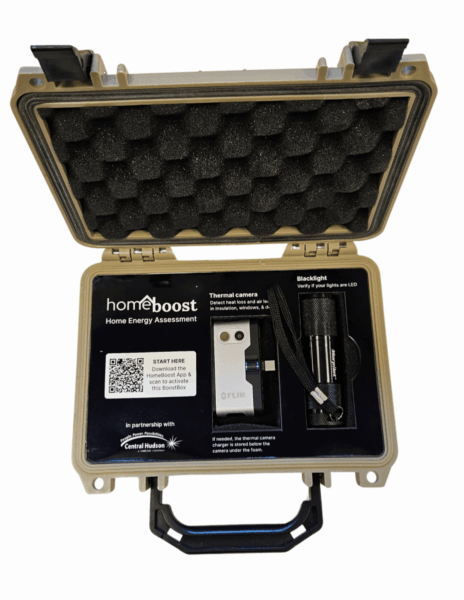 Android HomeBoost Kit: containing a carrying case, charging cable, UV flashlight, and USB Thermal Camera.