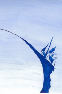 Jennifer Wollock Blue and white abstract watercolor painting by Jennifer Wollock.